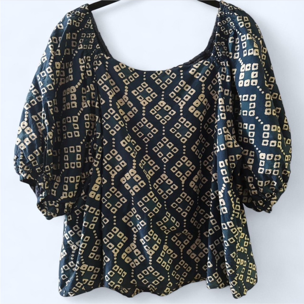 Bohemian Navy Blue and White Women's Top